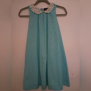 Polo Ralph Lauren‎ Girls' Aqua Gingham Dress with Crochet Collar Sz 16